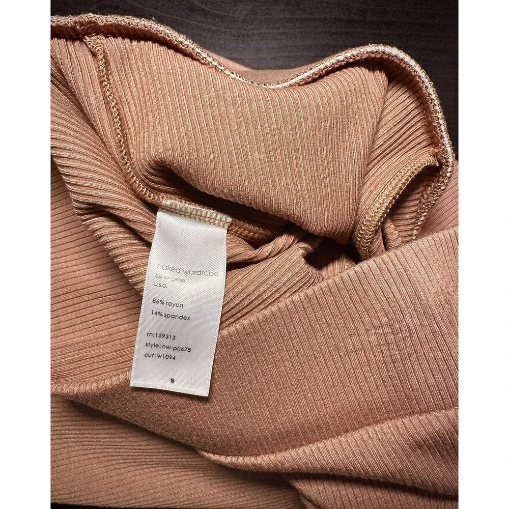 NEW naked wardrobe snatched Brown High Waist women's Leggings 86% rayon Sz S - Picture 11 of 11